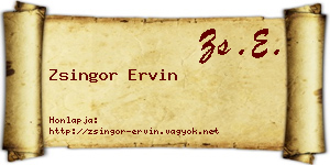Zsingor Ervin névjegykártya